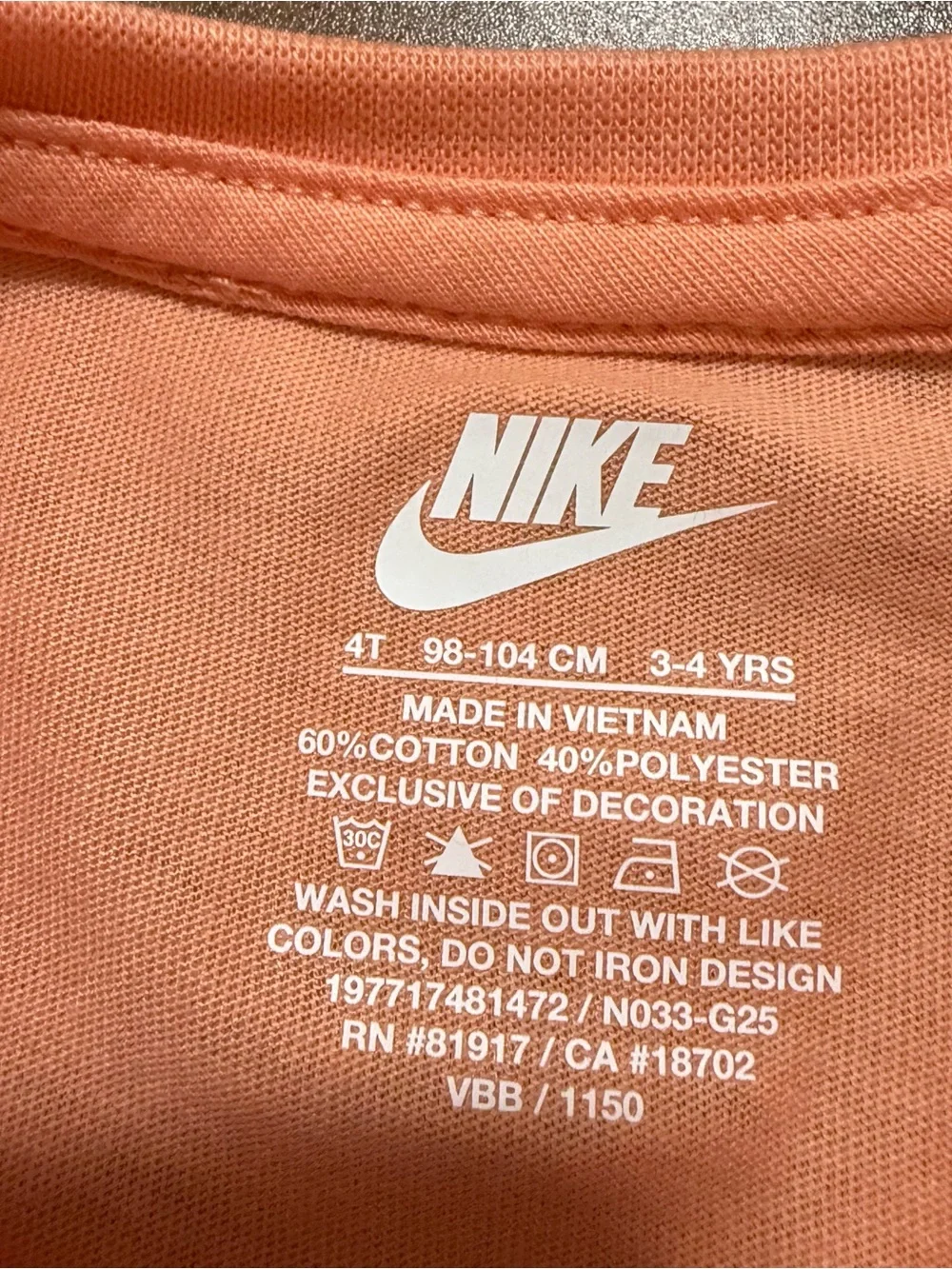 Nike Girls 2-Piece Matching Outfit Set Shirt And Shorts Peach Blue Size 4T New - Picture 3 of 7